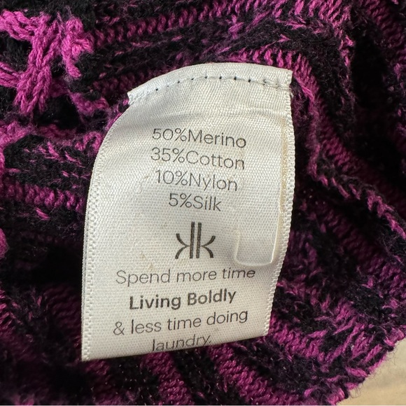 Krimson Klover Merino Wool Turtleneck Sweater Purple Multi Stripe Women’s Size M - Picture 9 of 10